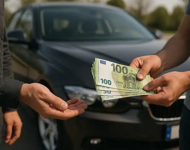 Ein zufriedener Kunde erhält Bargeld beim erfolgreichen Autoankauf in Hemer.